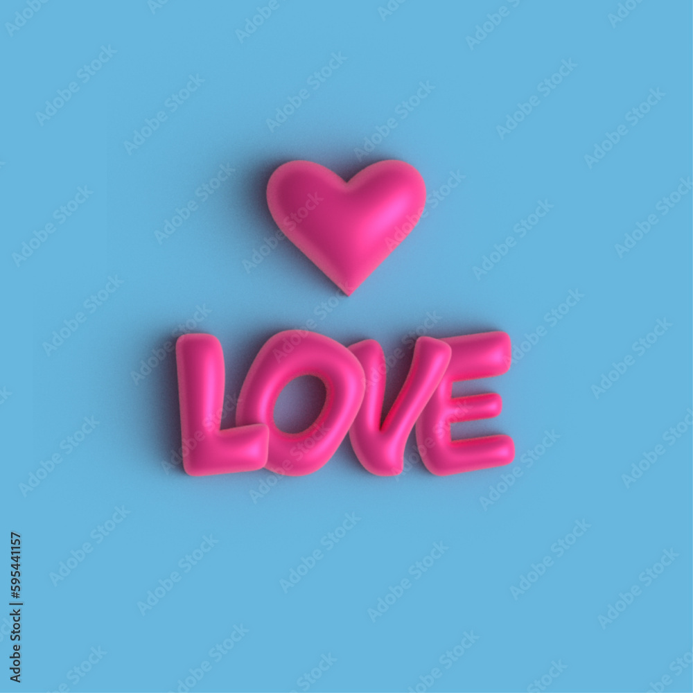 Vector 3d love lettering, three-dimensional cute text