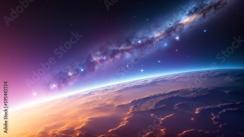 A Stunning View Of The Earth With A Bright Star In The Sky AI Generative