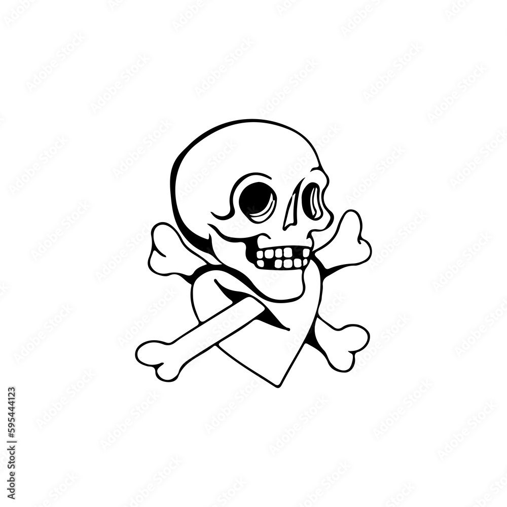 vector illustration of a skull with a heart vector illustration of a skull with a heart