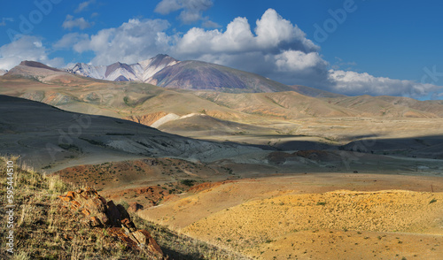 Dry Mongolian landscapes of the south of Altai, mountain travel