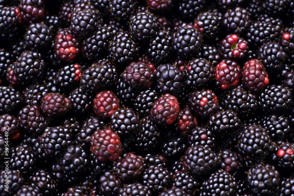 Blackberry berries texture. Summer, vitamin, vegetarian, vegan, healthy food concept. Fresh blackberries background. AI generated image Blackberry berries texture. Summer, vitamin, vegetarian, vegan, healthy food concept. Fresh blackberries background. AI generated image