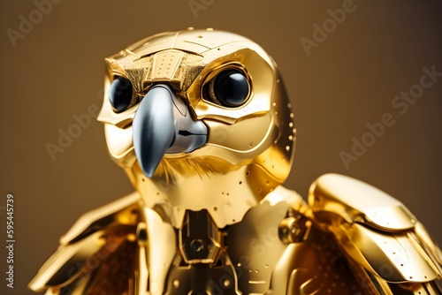 golden eagle metal robot, generative ai generated technology
