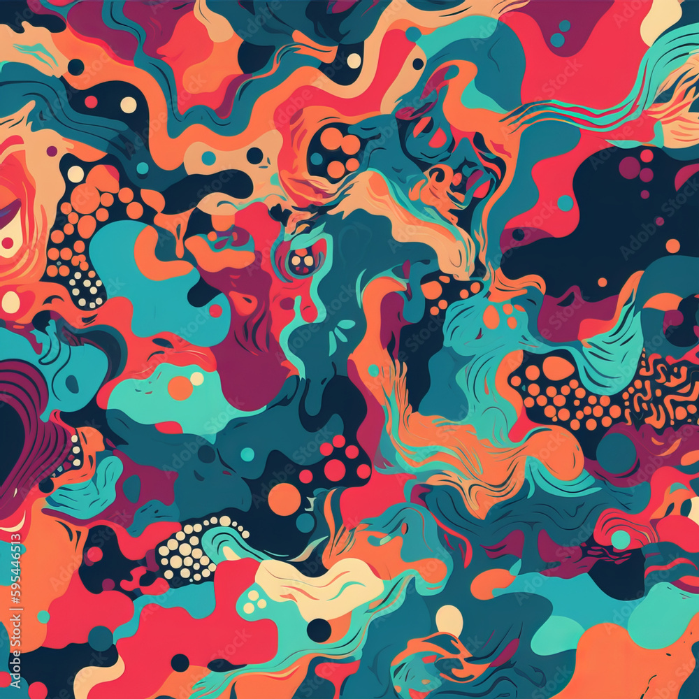 abstract pattern that features bright colors and intricate shapes