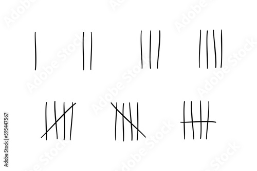 Tally mark icon isolate on white background.