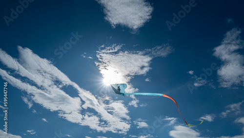 kite in the blue sky Thaland Thai toy cloudscape photo