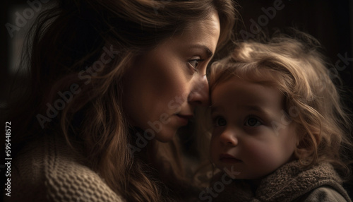 Mother and child embrace, radiating pure love generated by AI © Stockgiu