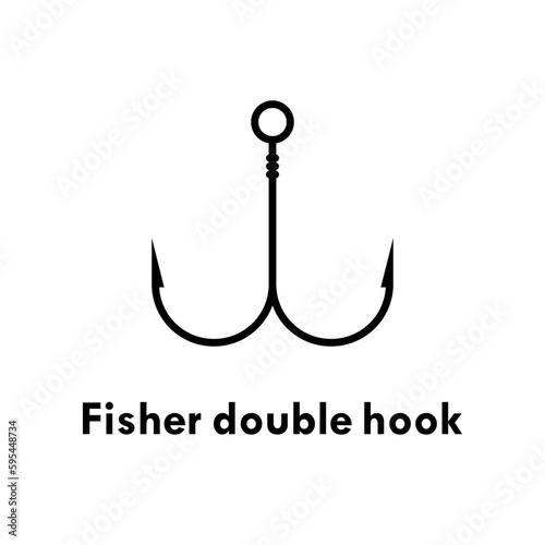 Fisher double hook logo template illustartion