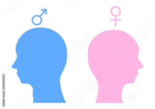 男性と女性のシルエットとマーク