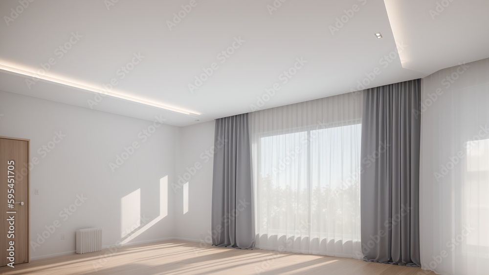A Wonderful Room With A Large Window And A Wooden Floor AI Generative A Wonderful Room With A Large Window And A Wooden Floor AI Generative