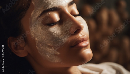 One young woman enjoys beauty spa pampering generated by AI