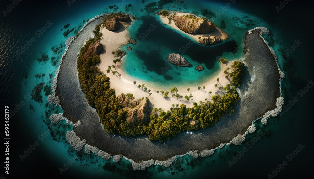 A breathtaking aerial view of the Island Midday captured during the serene hours, with a touch of fantasy, making it the perfect background wallpaper for your devices Generative AI A breathtaking aerial view of the Island Midday captured during the serene hours, with a touch of fantasy, making it the perfect background wallpaper for your devices Generative AI