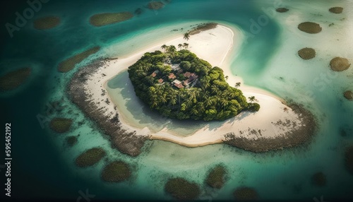 Fantasy meets serenity in this beautiful aerial Island Midday view featuring the tranquil hours, perfect as a background wallpaper for your devices Generative AI