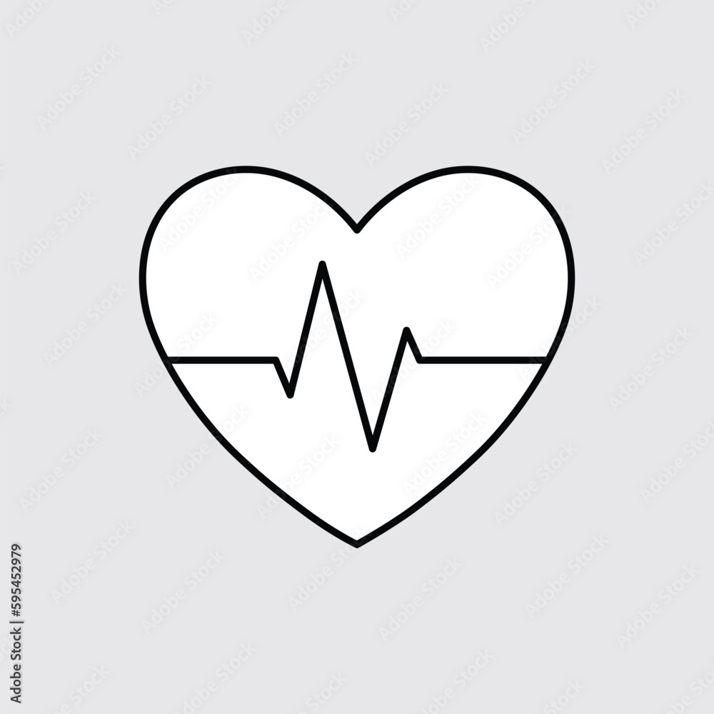 Heartbeat or heart beat pulse flat vector line icon for medical apps and websites Heartbeat or heart beat pulse flat vector line icon for medical apps and websites