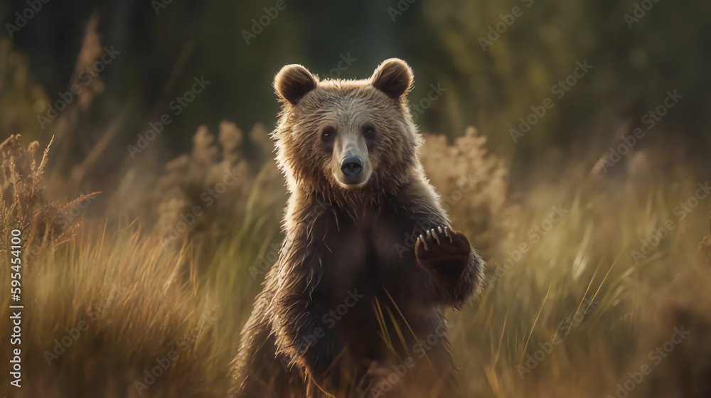 brown bear in the woods,Generative AI
