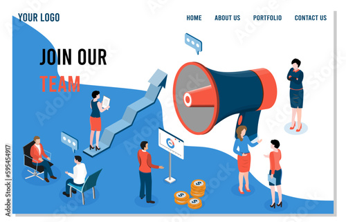 Website Landing page recruiting employees to join the business management team.