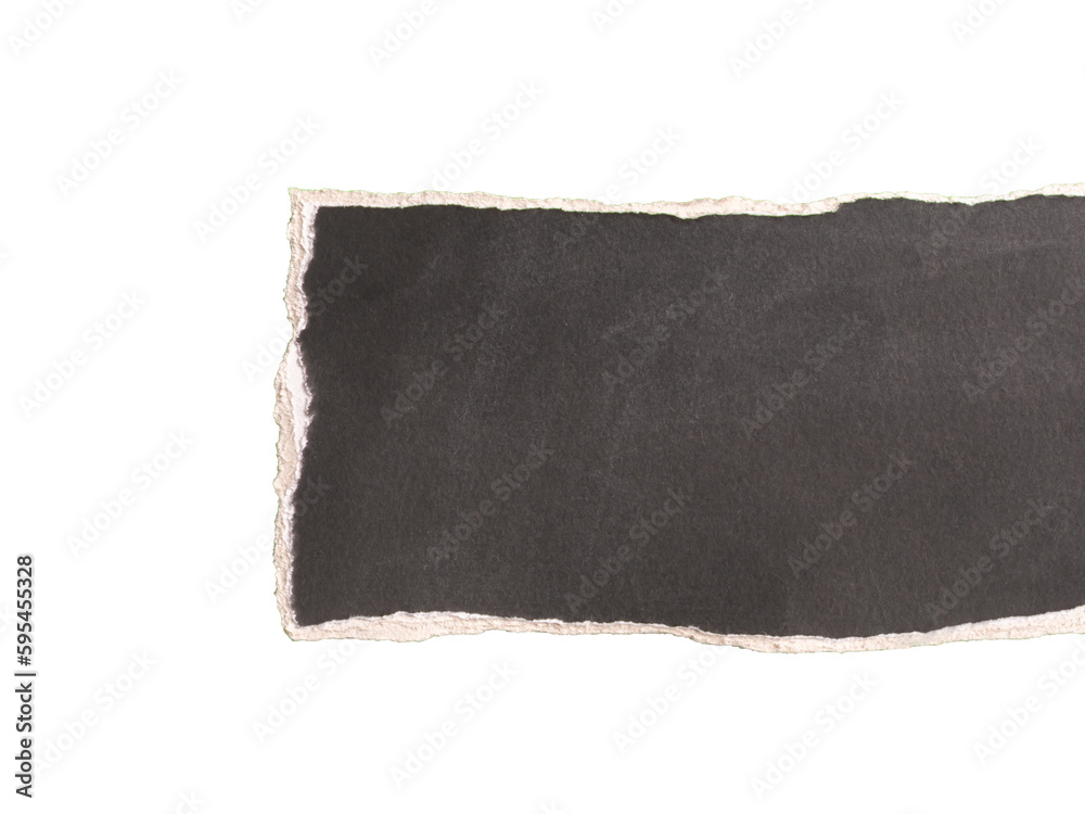 Black paper framed text torn in the shape of a rectangle. Blank old ...