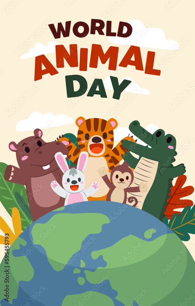 Naklejka premium Banner the Jungle Animals in the forest