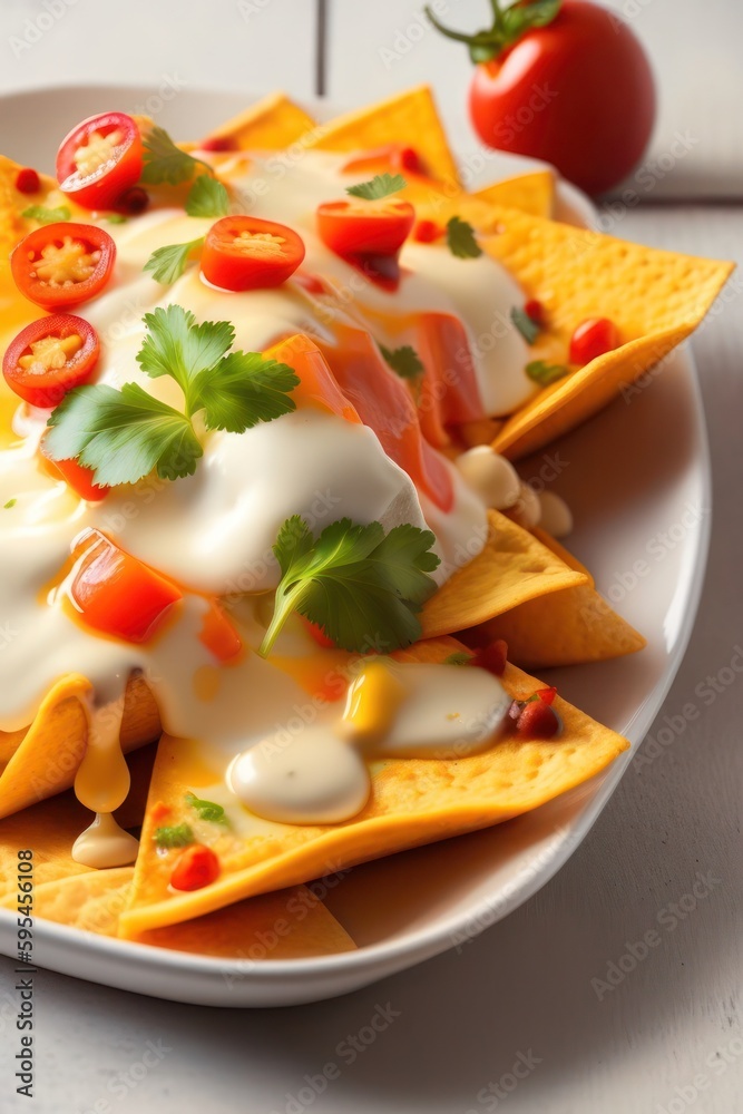 Cheesy Nachos with Tomatoes Mozzarella 