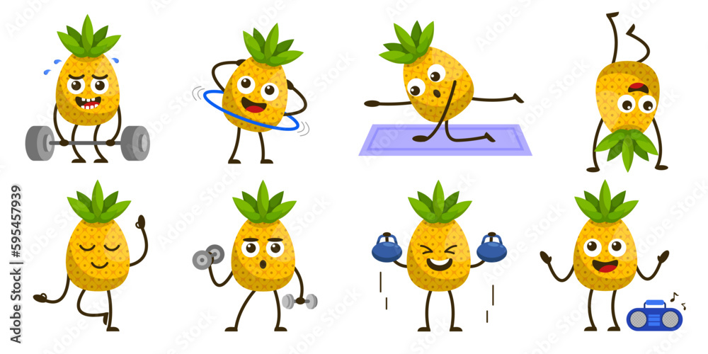 Bundle Set of fruit cartoon mascot vector Bundle Set of fruit cartoon mascot vector