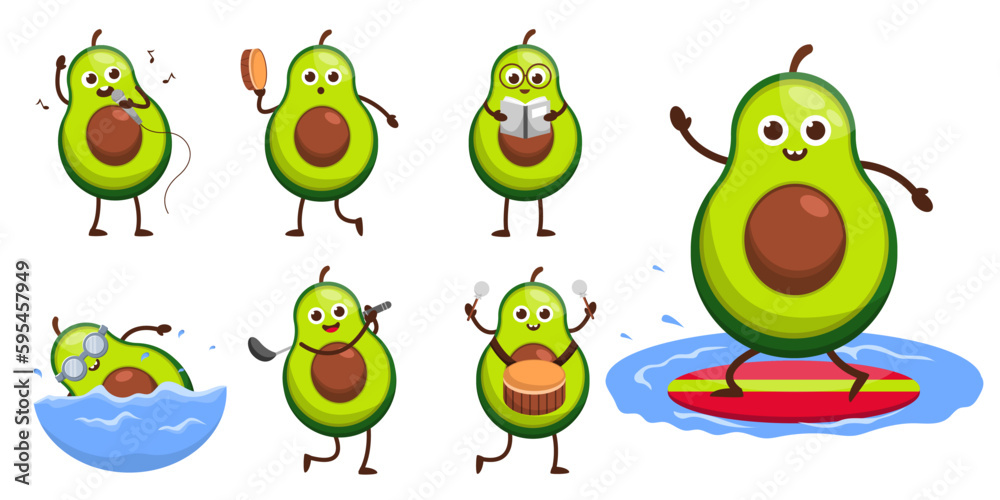 Obraz premium Bundle Set of fruit cartoon mascot vector