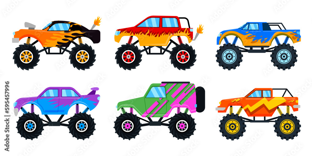 Naklejka premium Set of beautiful design on offroad car vector
