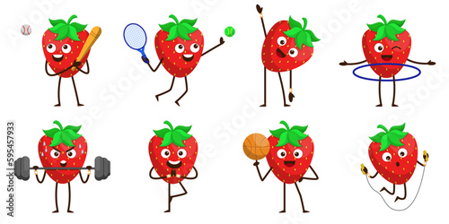 Bundle Set of fruit cartoon mascot vector