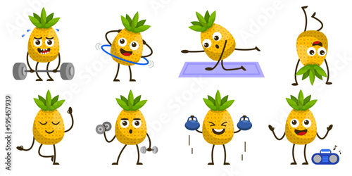 Bundle Set of fruit cartoon mascot vector