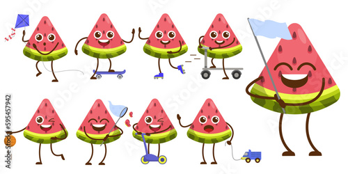 Bundle Set of fruit cartoon mascot vector