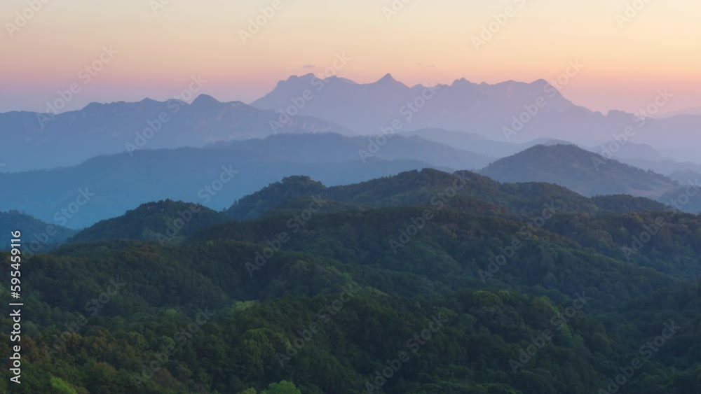 Time lapse video 4k motion.Sunset and passing clouds Doi Luang Chiang Dao Viewpoint, Chiang mai. Thailand.