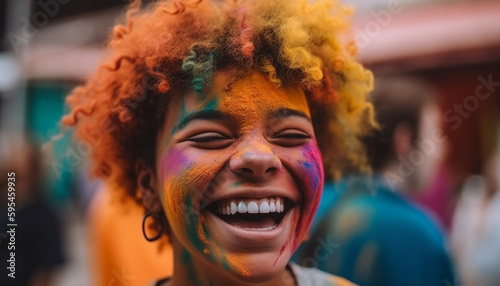 face paint brings joy to celebration generated by AI