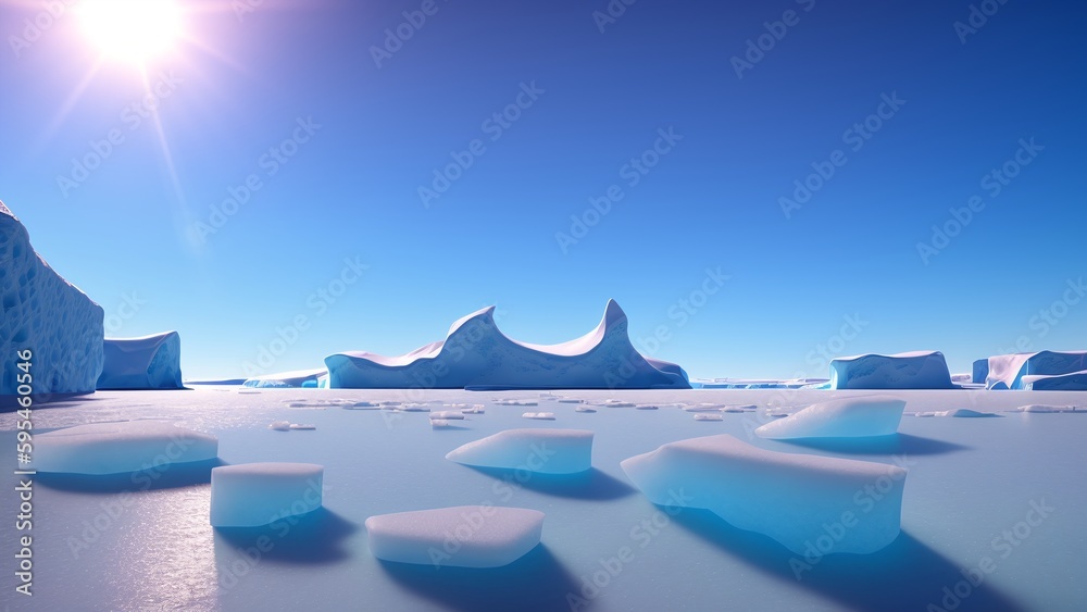 An Abstract Image Of A Group Of Icebergs Floating In The Ocean AI Generative