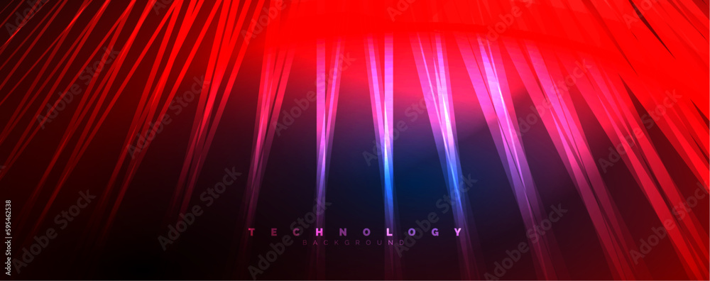 Neon shiny light abstract lines, light beams concept abstract background. Vector Illustration For Wallpaper, Banner, Background, Card, Book Illustration, landing page
