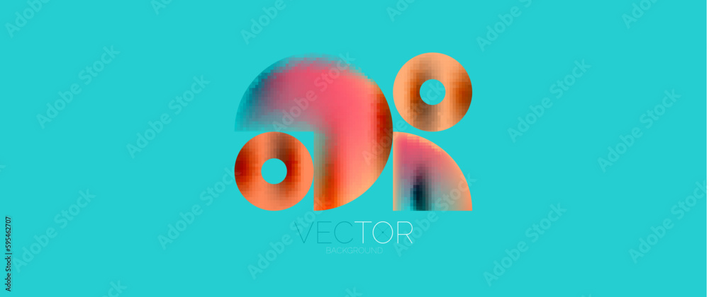 Geometric abstract panorama wallpaper background. Round shapes and circles, metallic color geometric shapes composition Geometric abstract panorama wallpaper background. Round shapes and circles, metallic color geometric shapes composition