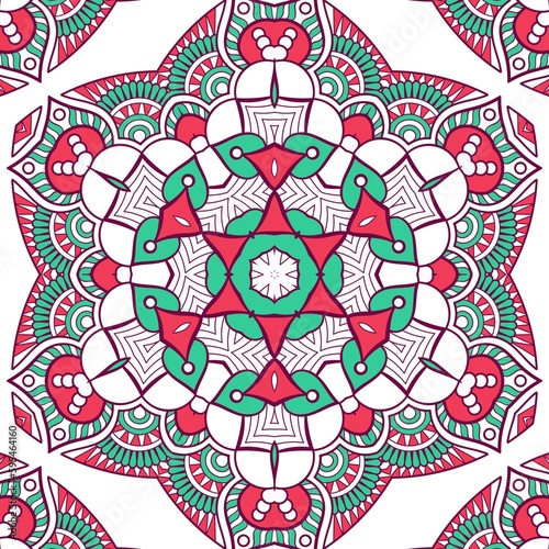 Abstract Pattern Mandala Flowers Plant Art Colorful Red Green 202
