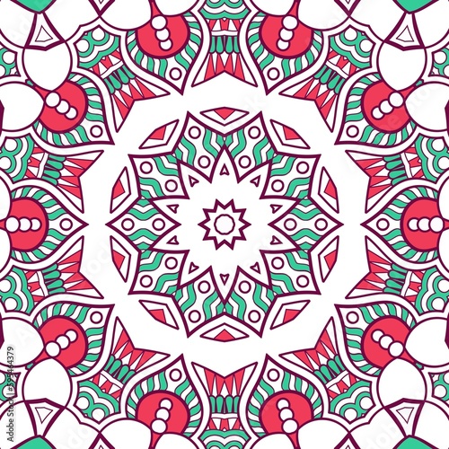 Abstract Pattern Mandala Flowers Plant Art Colorful Red Green 141