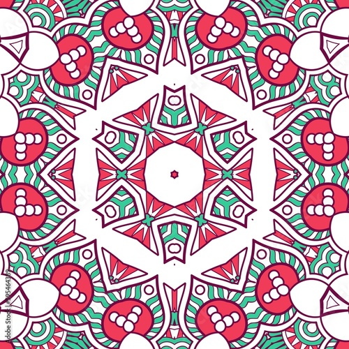 Abstract Pattern Mandala Flowers Plant Art Colorful Red Green 139