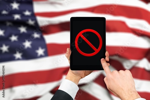 Ban red sign on phone screen
