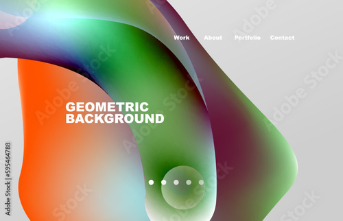Landing page abstract liquid background. Flowing shapes, round design and circle. Web page for website or mobile app wallpaper