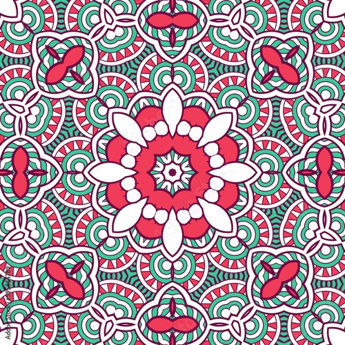 Abstract Pattern Mandala Flowers Plant Art Colorful Red Green 26
