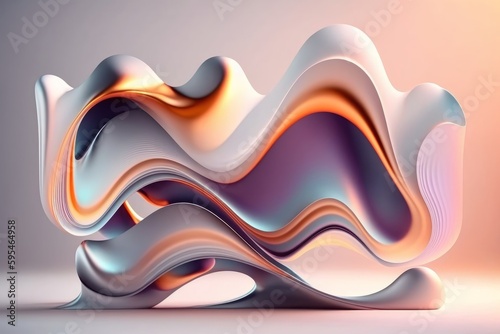 Abstract fluid 3d render iridescent holographic neon curved modern art, created with Generative Ai Technology