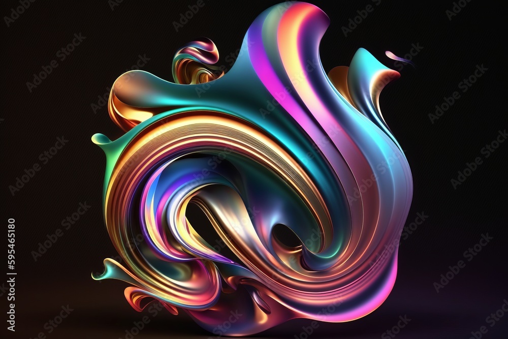 A colorful abstract design on a black background, created with Generative Ai Technology