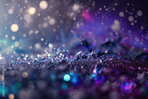 Abstract glitter silver purple blue lights background  created with Generative Ai Technology