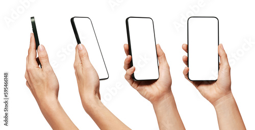 Set, Motion sequence of woman's hand holding a smartphone, isolated, Pack