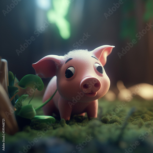 A pig that is standing in the grass