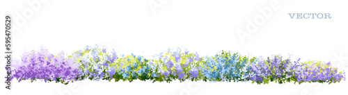 Vector watercolor blooming flower tree side view isolated for landscape and architecture drawing, elements for environment and garden,botanical elements for section in spring