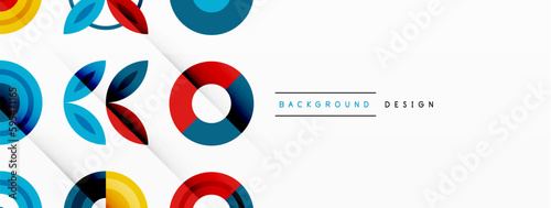 Colorful circles in a grid composition abstract background. Design for wallpaper, banner, background, landing page, wall art, invitation, prints, posters