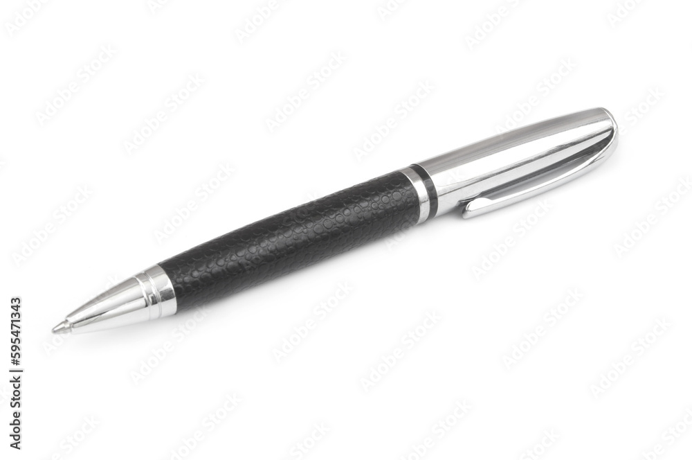 Metallic silver and black pen isolated on white background Metallic silver and black pen isolated on white background