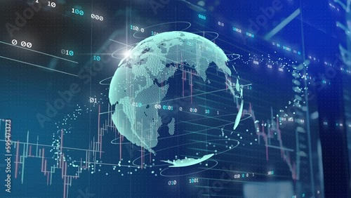 Stock exchange market graph chart investment trading economy finance stock price, global business data analytic animation