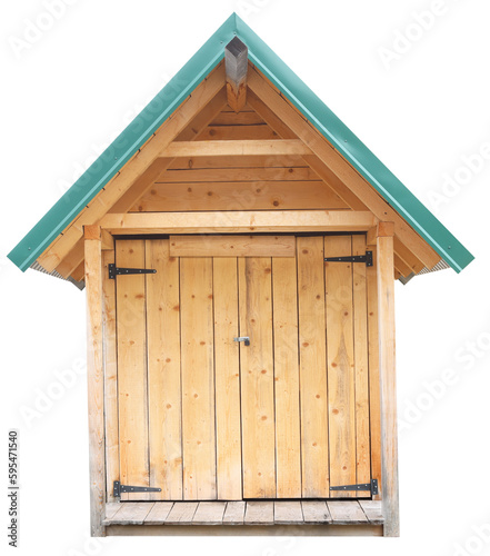 Wooden cottage log cabin chalet hut isolated on white background