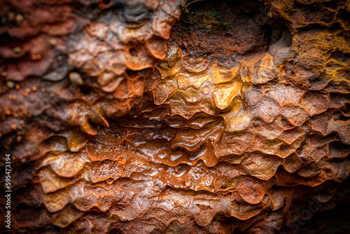 close up of water off rusted steel  shallow depth of field